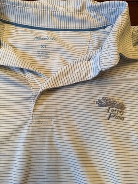 johnnie-O Men's White with Thin Blue Stripe Polo